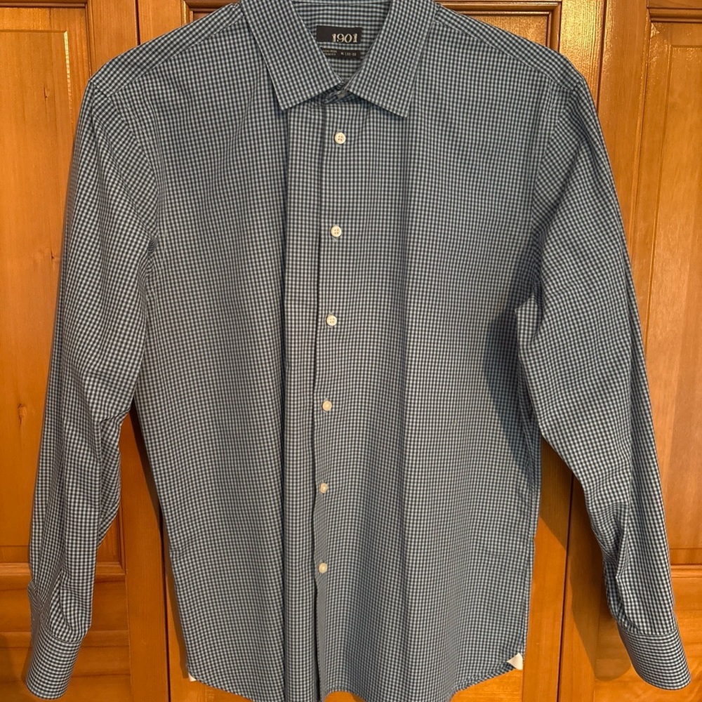 1901 Men's Navy Checkered Dress Shirt